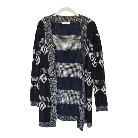 Elodie Sz S Open Front Knit Longline Cardigan Sweater Aztec Y2k Momcore Basic - Picture 2 of 7